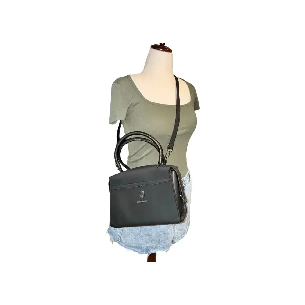 Cressberry Black Satchel Handbag With Removable Crossbody Strap Gunmetal Harware